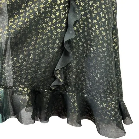 All Saints Derrell Black & Gold Ruffle Dress - Picture 12 of 15